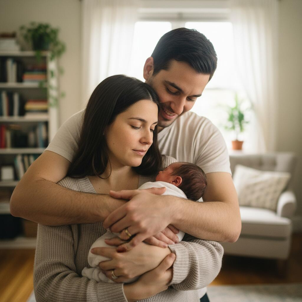 Pregnant woman meeting with professional doula in Chicago apartment to discuss birth plan and hospital support
