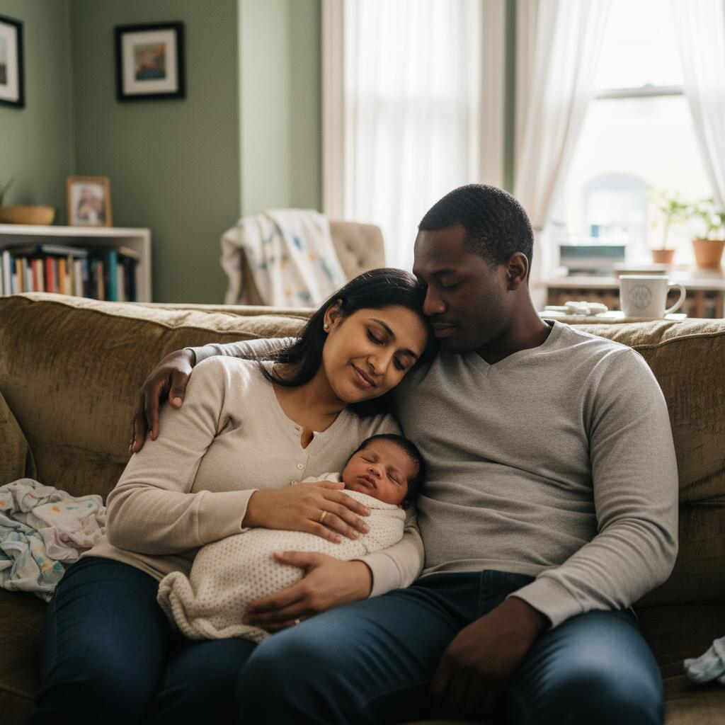 Pregnant woman researching doula options on her laptop in a bright Chicago apartment during second trimester