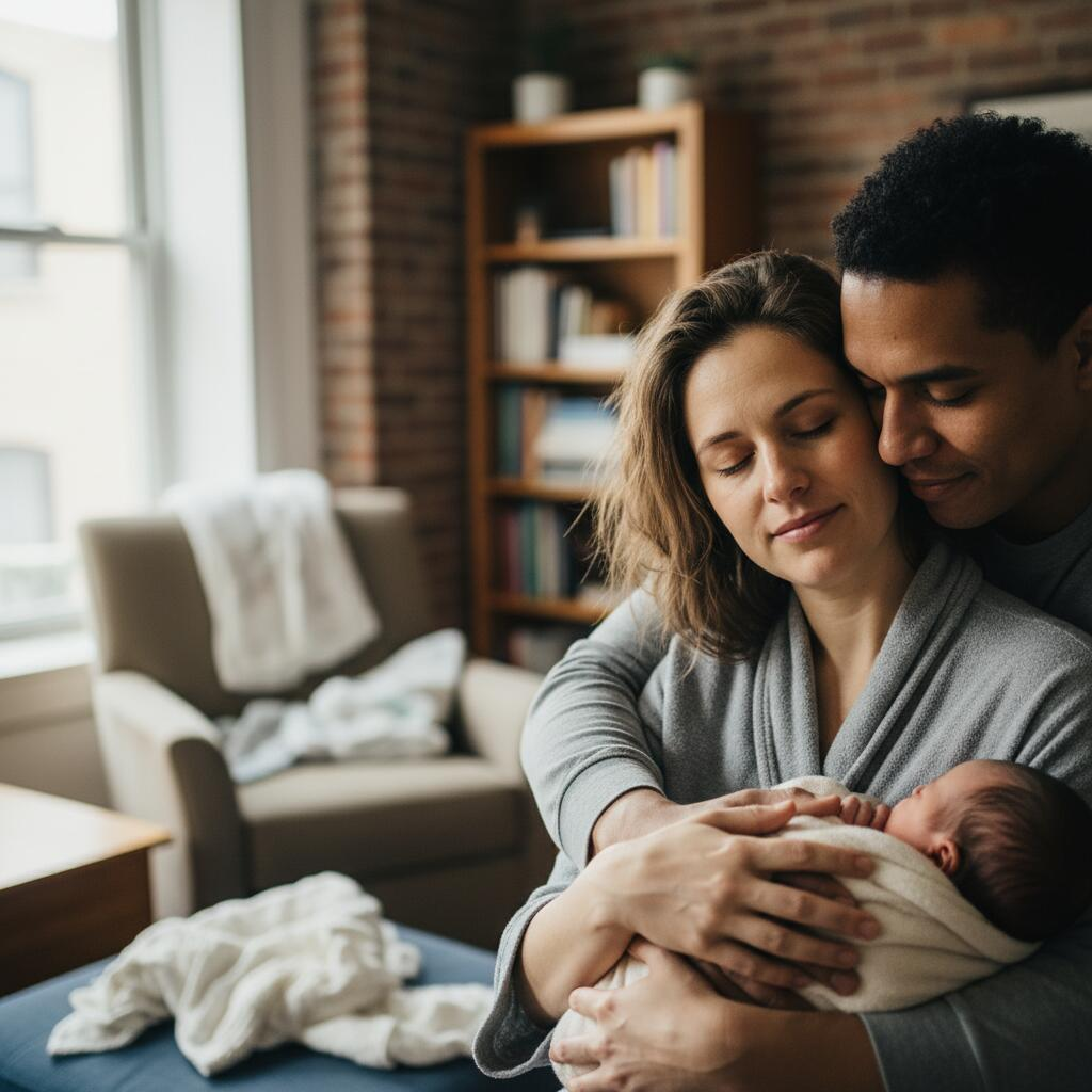 Doula meeting with pregnant woman during prenatal visit in Chicago home to discuss birth support package