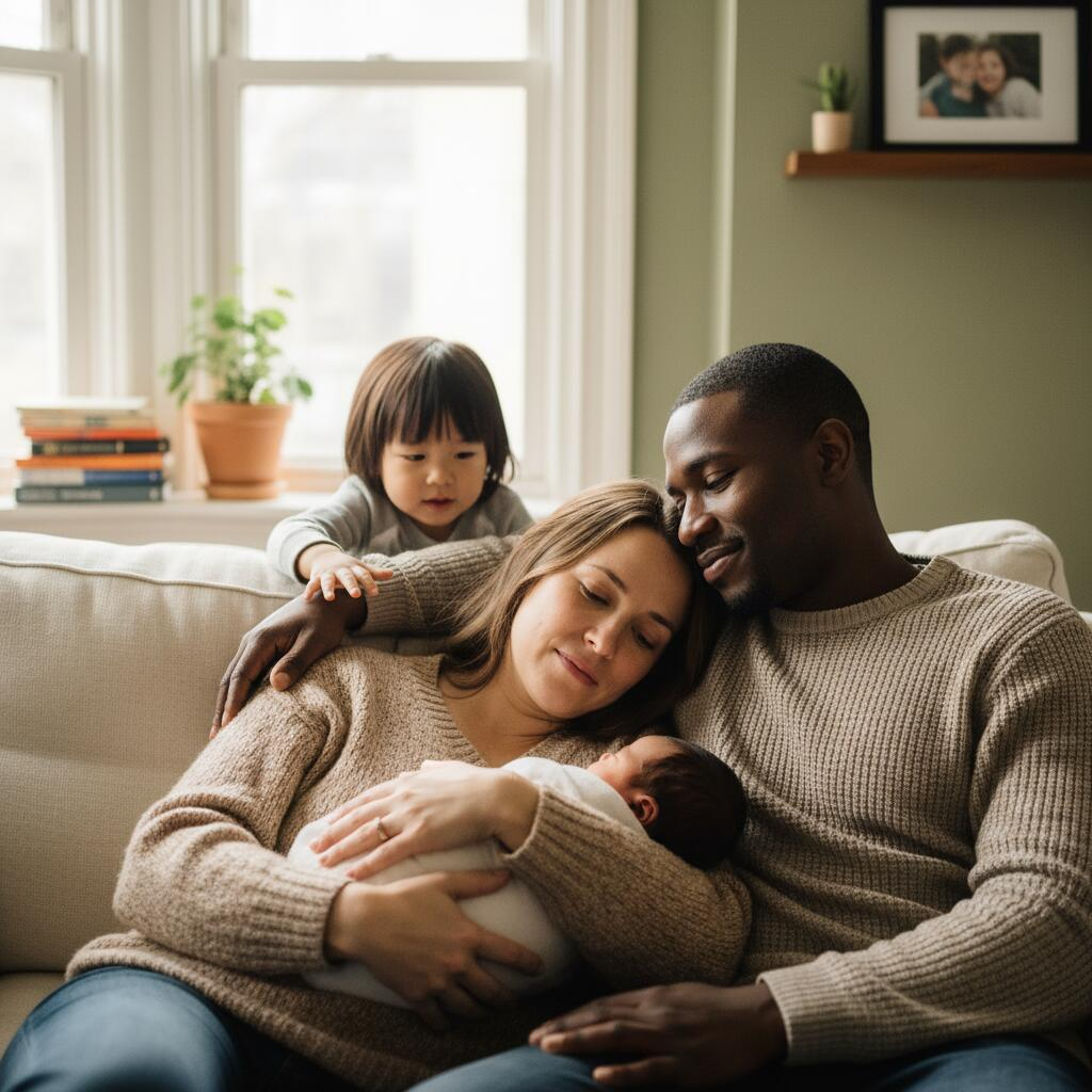 Postpartum doula supporting a new mother with her newborn in a Chicago home