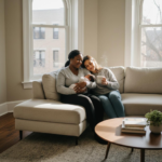 Postpartum doula supporting a new mother with her newborn in a Chicago home