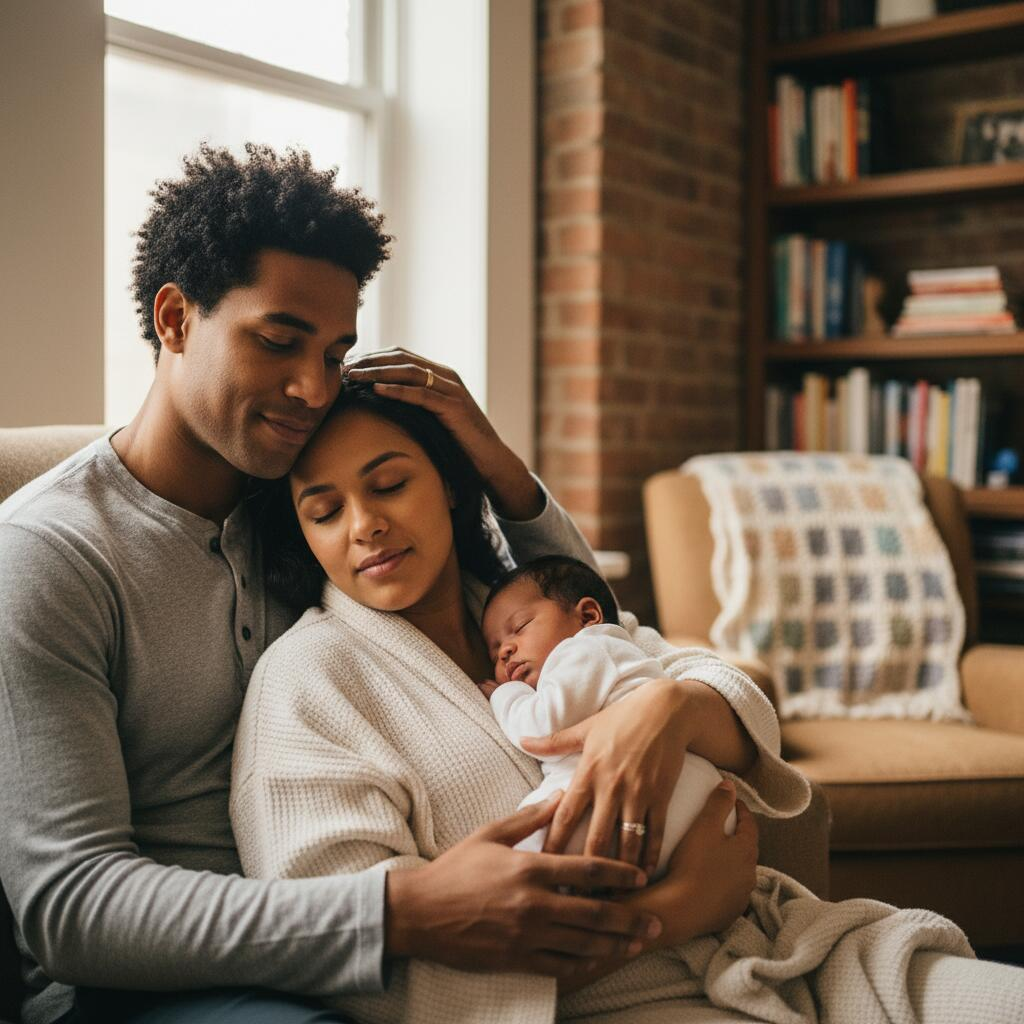 Postpartum doula supporting a new mother with her newborn in a Chicago home