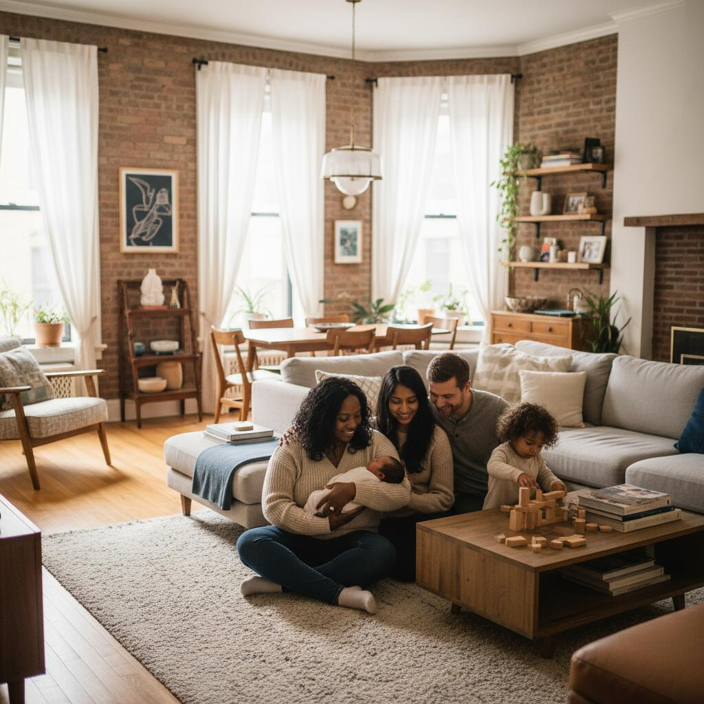 Postpartum doula supporting a new mother with her newborn in a Chicago home